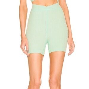 FREE PEOPLE Mint Green‎ Ribbed V Waist Biker Shorts Athleisure Size Small